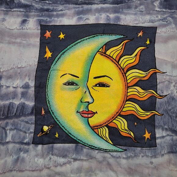Vintage 1994 Celestial Sun Moon AOP T-Shirt Mens Large Single Stitch Cosmic 90s - Picture 2 of 11